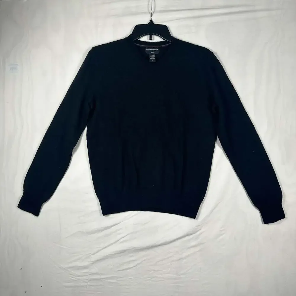 Banana Republic Merino Wool V-Neck Black Men's Sweater Size S